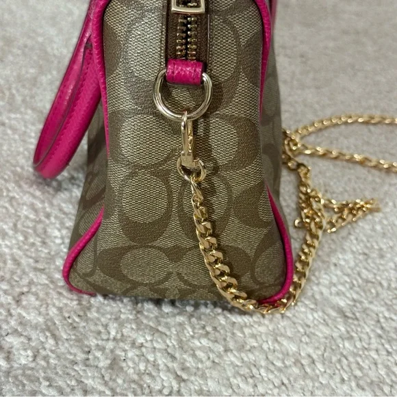 Coach Signature Bennett Brown and Pink Mini Satchel - Picture 9 of 16